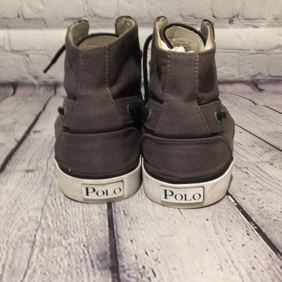 Polo Mens Gray high top canvas boat shoes Sz 9D - Picture 2 of 6